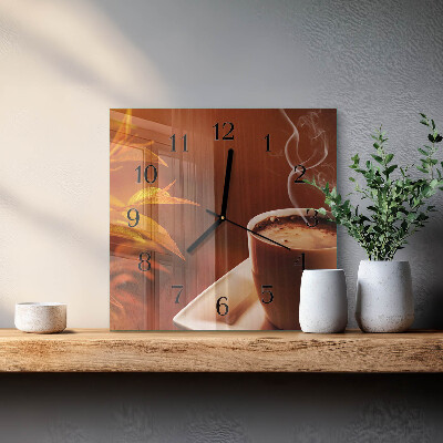Quadratische wanduhr Kaffee