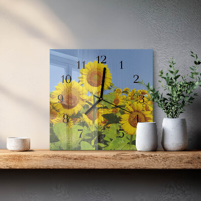 Wanduhr mit motiv quadratisch Sonnenblumen