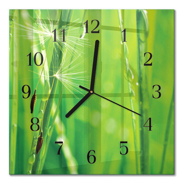Quadratische wanduhr modern Gras