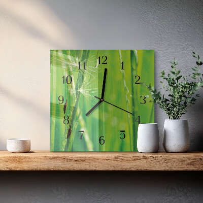 Quadratische wanduhr modern Gras
