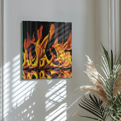 Quadratische wanduhr Feuer