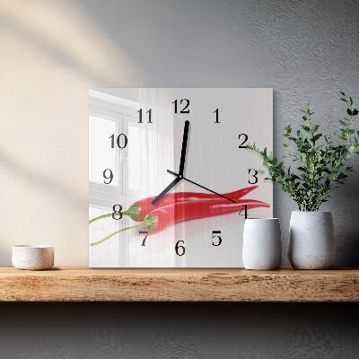 Wanduhr mit motiv quadratisch Chilischoten