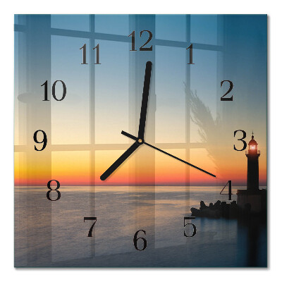 Quadratische wanduhr modern Leuchtturm Meer