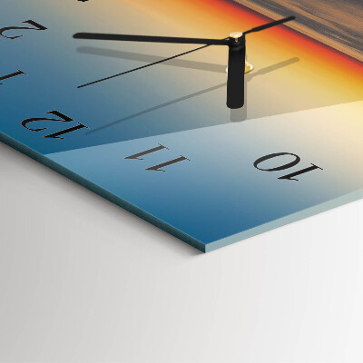 Quadratische wanduhr modern Leuchtturm Meer