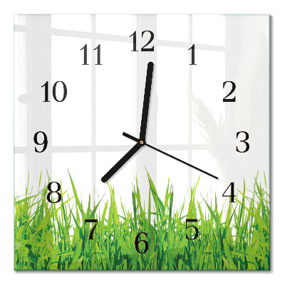 Quadratische wanduhr modern Gras