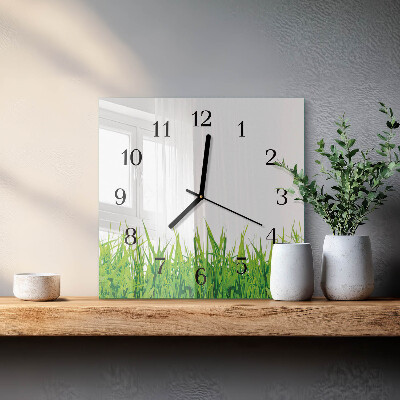 Quadratische wanduhr modern Gras