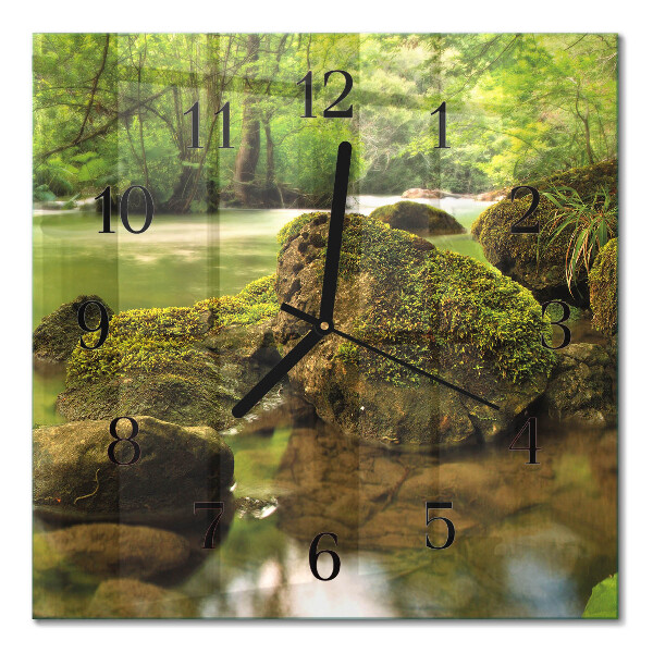 Quadratische wanduhr Flusslandschaft