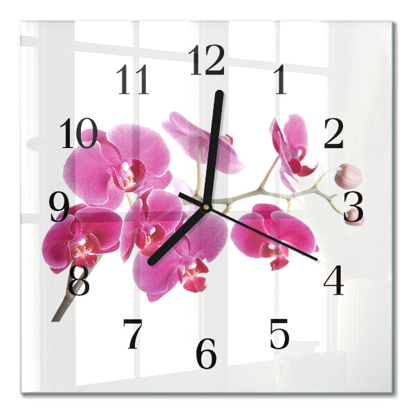 Glasuhr quadratisch Orchidee