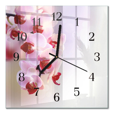 Moderne wanduhr quadratisch Orchidee