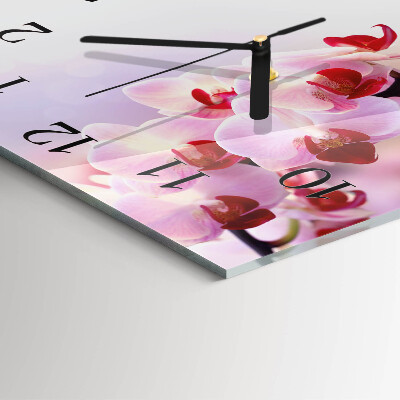 Moderne wanduhr quadratisch Orchidee