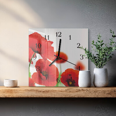 Wanduhr mit motiv quadratisch Mohnblumen