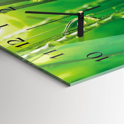 Glasuhr quadratisch Tropfen auf dem Gras