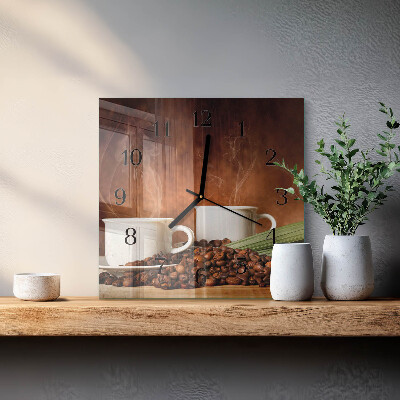 Quadratische wanduhr modern Tassen Kaffee