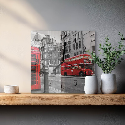 Quadratische wanduhr Roter Bus