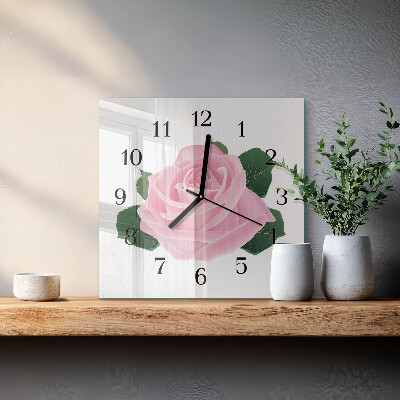 Quadratische wanduhr Rose