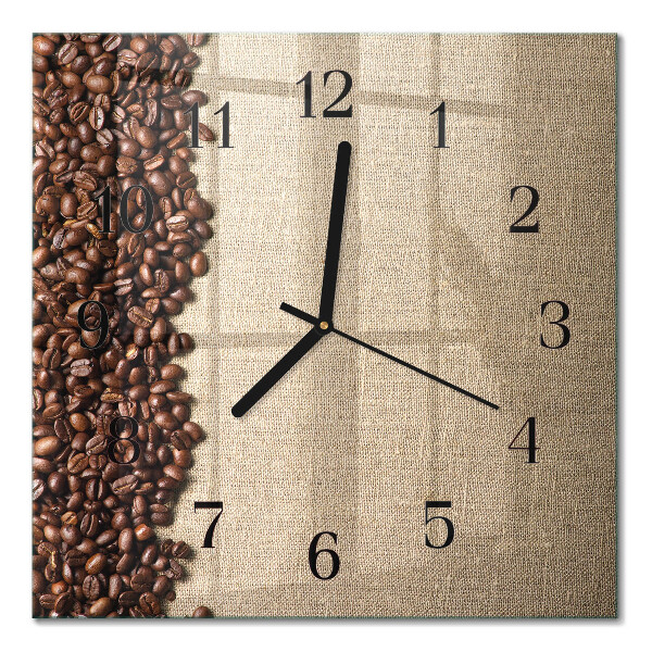 Quadratische wanduhr Kaffeebohnen