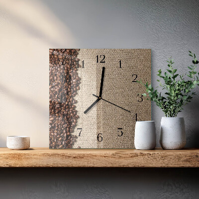 Quadratische wanduhr Kaffeebohnen