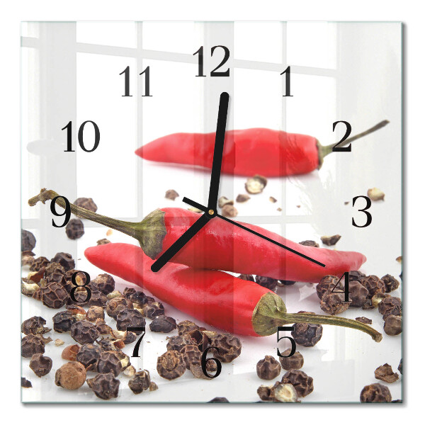 Quadratische wanduhr Chilischoten