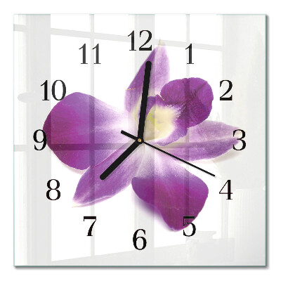 Quadratische wanduhr modern Orchideenblüte
