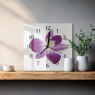 Quadratische wanduhr modern Orchideenblüte