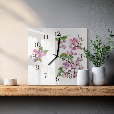 Quadratische wanduhr Blumen