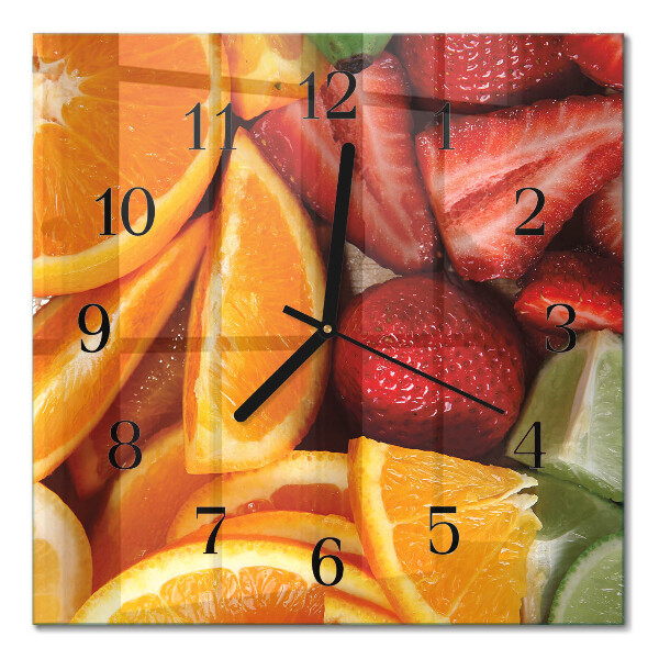 Quadratische wanduhr modern Obst
