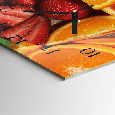 Quadratische wanduhr modern Obst