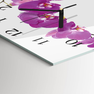 Quadratische wanduhr Orchidee
