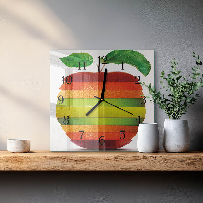 Quadratische wanduhr modern Apfel