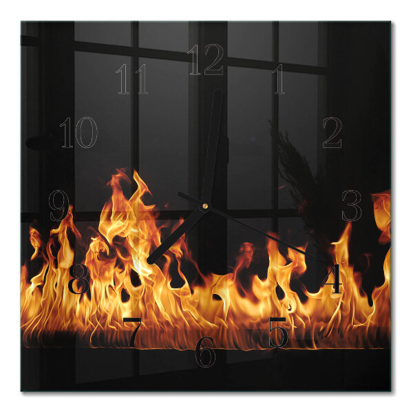 Glasuhr quadratisch Feuer