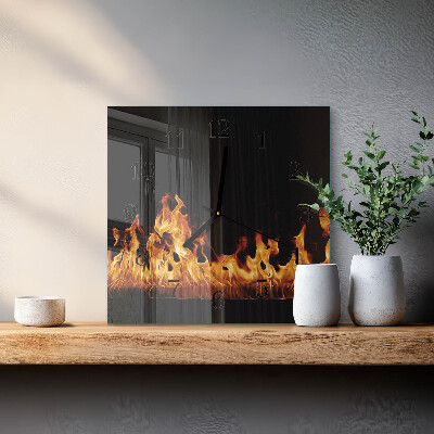 Glasuhr quadratisch Feuer
