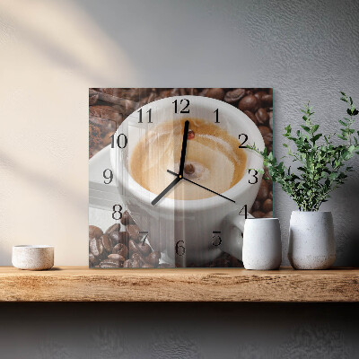 Quadratische wanduhr modern Eine Tasse Kaffee