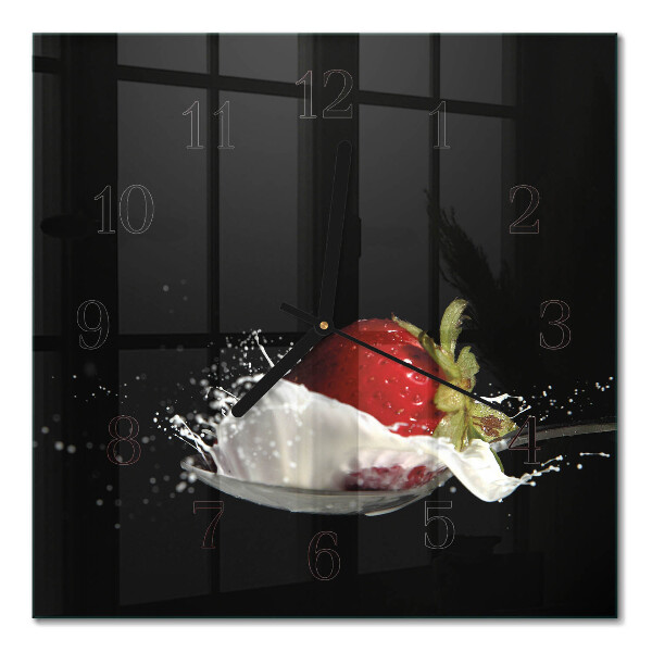 Quadratische wanduhr Erdbeere