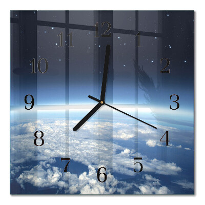 Glasuhr quadratisch Das Universum der Erde