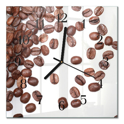 Quadratische wanduhr Kaffeebohnen