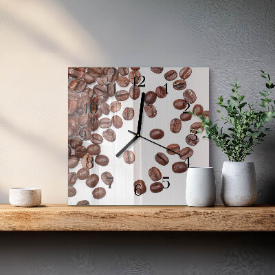 Quadratische wanduhr Kaffeebohnen