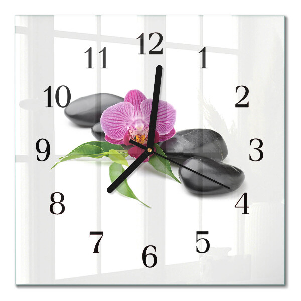 Quadratische wanduhr Orchidee