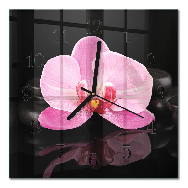 Quadratische wanduhr modern Orchidee