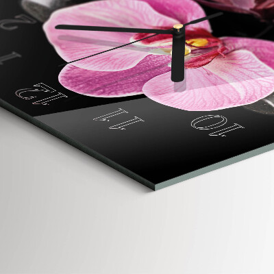 Quadratische wanduhr modern Orchidee