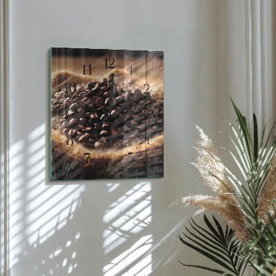 Moderne wanduhr quadratisch Kaffeebohnen