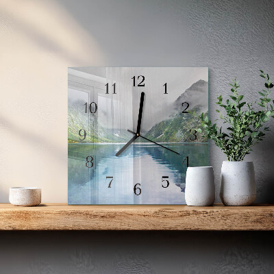 Moderne wanduhr quadratisch Bergsee