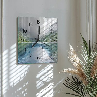 Moderne wanduhr quadratisch Bergsee