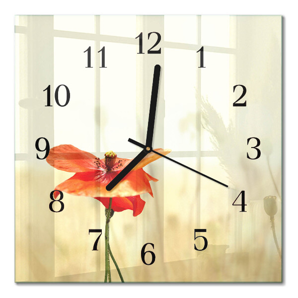 Quadratische wanduhr modern Mohn