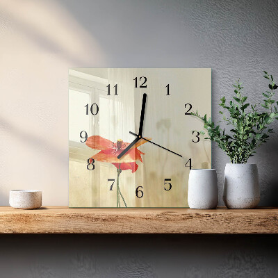 Quadratische wanduhr modern Mohn