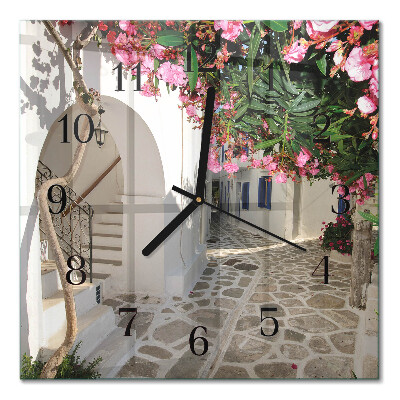 Quadratische wanduhr Blumenallee