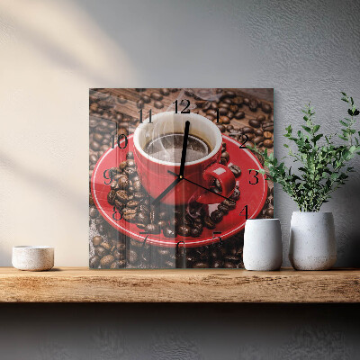 Quadratische wanduhr modern Eine Tasse Kaffee