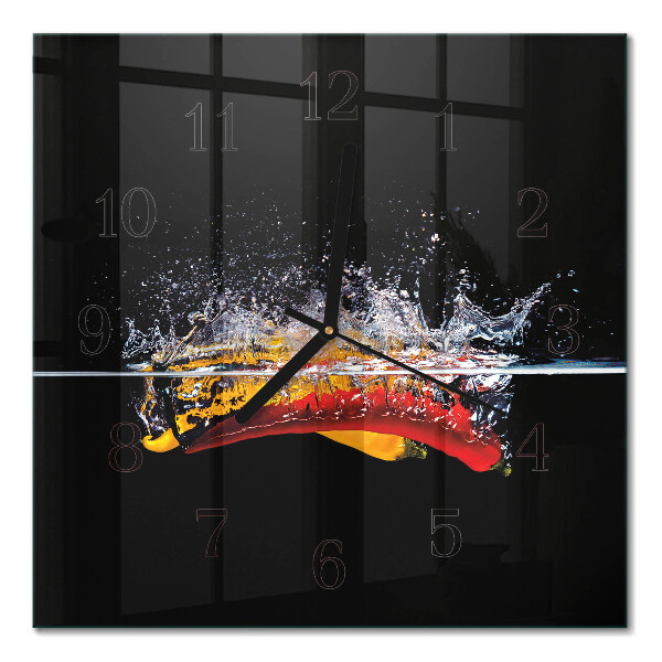 Moderne wanduhr quadratisch Chilischoten