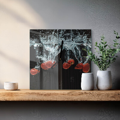 Wanduhr mit motiv quadratisch Erdbeeren