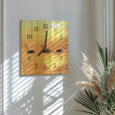 Glasuhr quadratisch Wasser Sonne