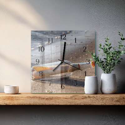 Quadratische wanduhr Flaschenpost